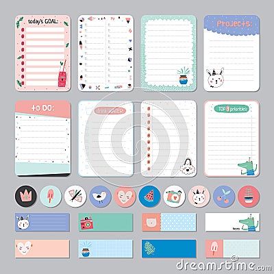 Cute Calendar Daily and Weekly Planner Vector Illustration