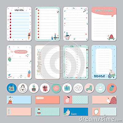 Cute Calendar Daily and Weekly Planner Vector Illustration