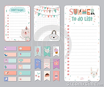 Cute Calendar Daily and Weekly Planner Vector Illustration