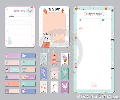 Cute Calendar Daily and Weekly Planner Vector Illustration