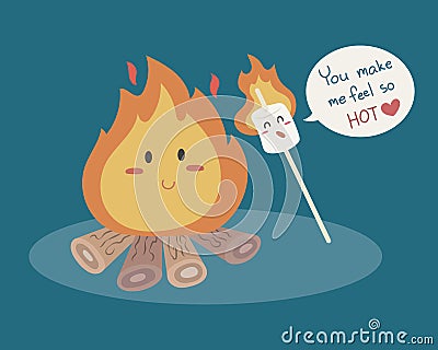 Campfire and Marshmallow Vector Illustration