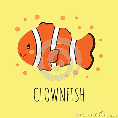 Cute card with clown fish, vector illustration Vector Illustration