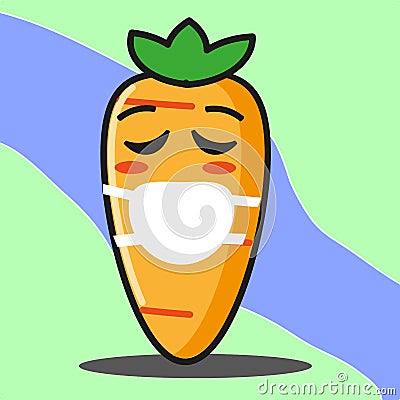 Cute carrot vegetables cartoon face mascot character vector image design Stock Photo