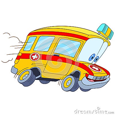 Cute cartoon ambulance car Vector Illustration