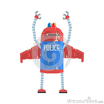 Cute cartoon android policeman character vector Illustration Vector Illustration