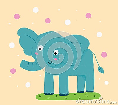 Cute cartoon animal. Hand painted lovely elephan illustration Cartoon Illustration