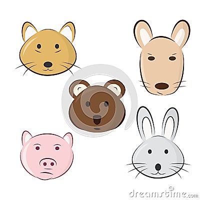 Cute cartoon animals Vector Illustration