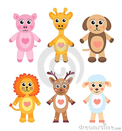 Cute cartoon animals set. Baby animals on a white background. Vector illustration. Vector Illustration