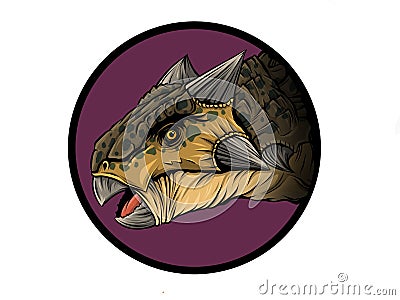 Cute cartoon ankylosaurus. Isolated illustration of a cartoon dinosaur. Cartoon Illustration