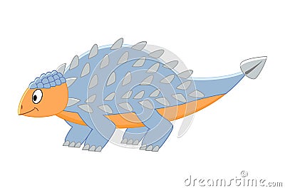 Cute cartoon ankylosaurus. Vector illustration of dinosaur isolated on white background. Vector Illustration