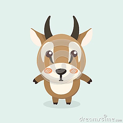 Cute cartoon antelope. Vector Illustration