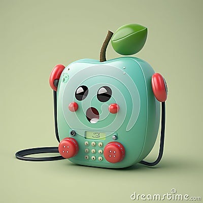 A cute cartoon apple phone character Ai generative Stock Photo