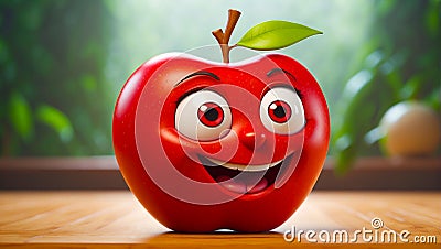 cute cartoon apple red fun food vitamin Stock Photo