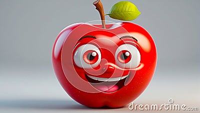 cute cartoon apple red fun food vitamin adorable Stock Photo