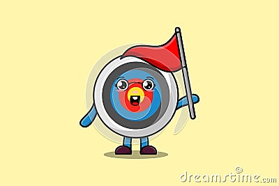 Cute cartoon Archery target holding triangle flag Vector Illustration