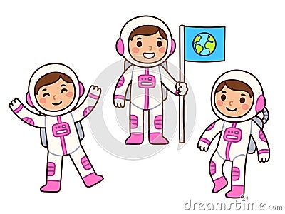 Cute cartoon astronaut girl Vector Illustration