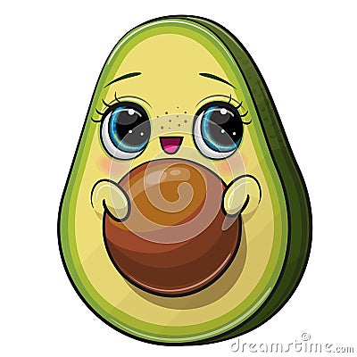 Cartoon Avocado isolated on a white background Vector Illustration