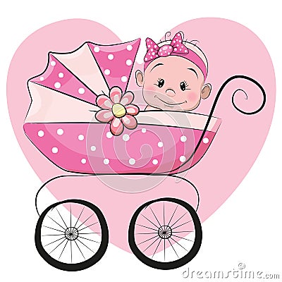 Cute cartoon baby girl Vector Illustration