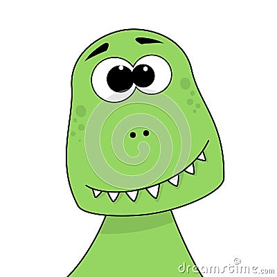 Cute cartoon baby t-rex portrait Vector Illustration