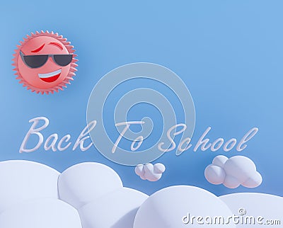 Cartoon back to school 3d render. Stock Photo