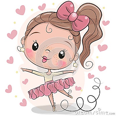 Cute Ballerina on a white background Vector Illustration