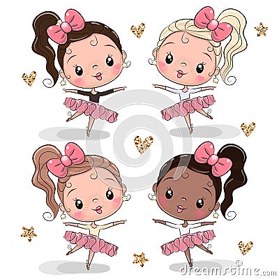 Cartoon Ballerina on a white background Vector Illustration