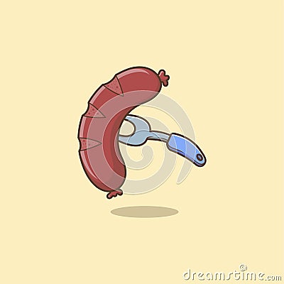 cute cartoon barbecue sausage Vector Illustration