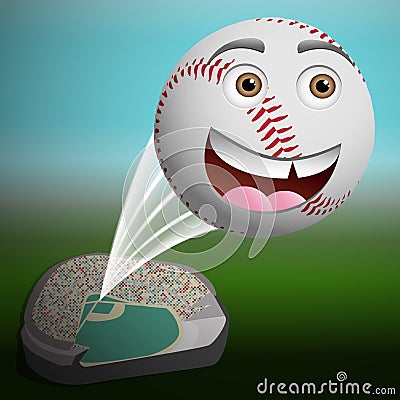 A cute cartoon baseball flying high Vector Illustration