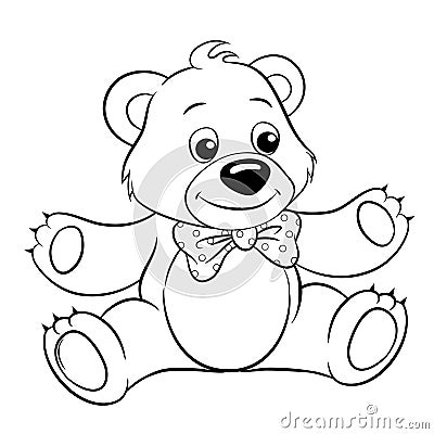 Cute cartoon bear. Vector black and white vector illustration for coloring book Vector Illustration