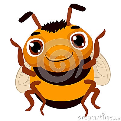 Cute Cartoon Bee Vector Illustration