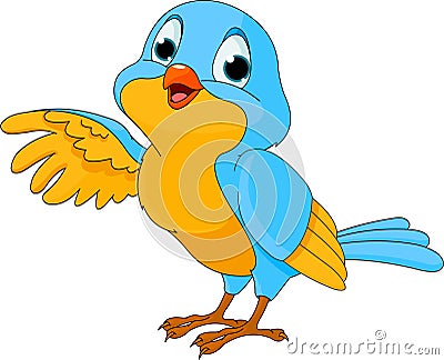 Cute Cartoon Bird Vector Illustration