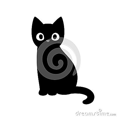 Cute cartoon black cat Vector Illustration