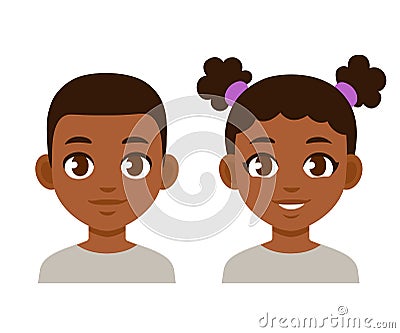 Cute cartoon black children Vector Illustration