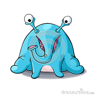 Cute cartoon blue monster elephant isolated on white background Vector Illustration