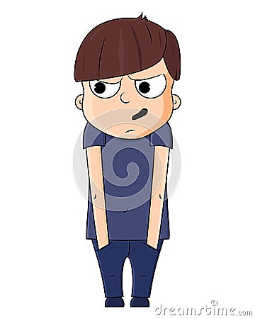 Cute cartoon boy with paranoid emotions. Vector illustration Vector Illustration