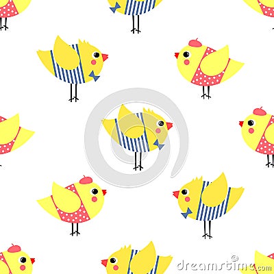 Cute cartoon boys and girls birds vector illustration. Vector Illustration