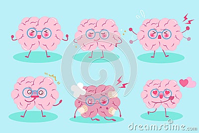 Cute cartoon brain Vector Illustration