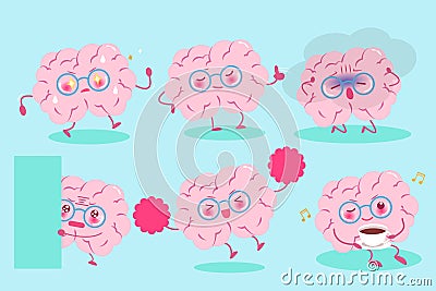 Cute cartoon brain Vector Illustration