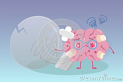 Cute cartoon brain Vector Illustration