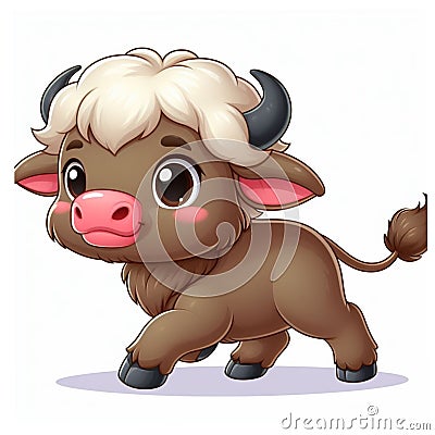 Cute cartoon bull isolated on a white background, suitable for making stickers and illustrations 2 Cartoon Illustration