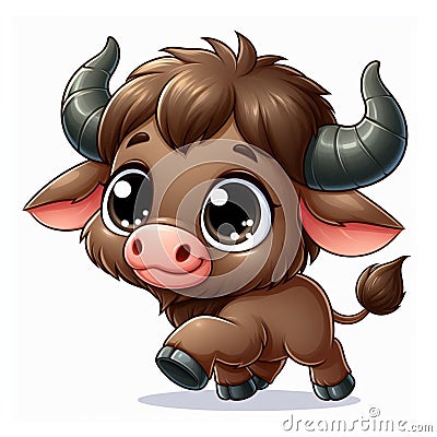Cute cartoon bull isolated on a white background, suitable for making stickers and illustrations 4 Cartoon Illustration
