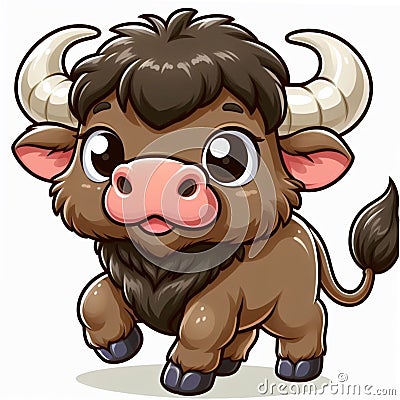 Cute cartoon bull isolated on a white background, suitable for making stickers and illustrations 3 Cartoon Illustration