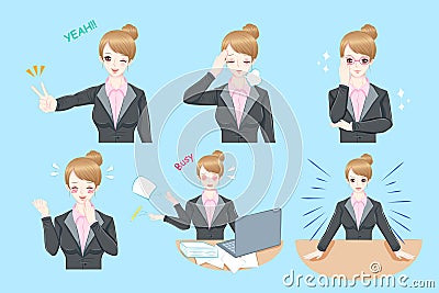 Cute cartoon business woman Vector Illustration