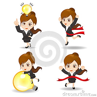 Cute cartoon businesswoman Vector Illustration