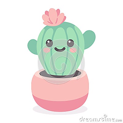 Cute cartoon cactus character Vector Illustration