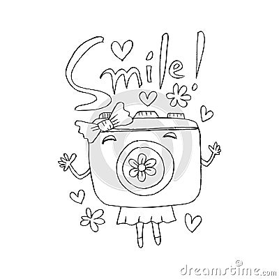 Cute cartoon camera. Vector Illustration