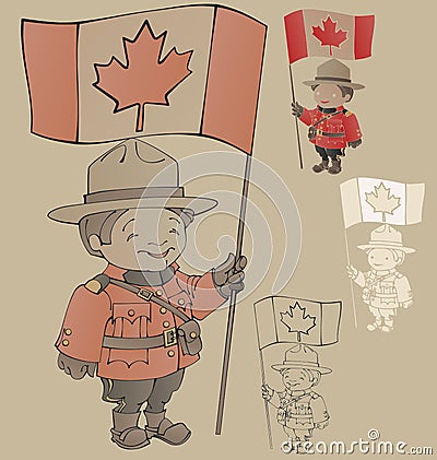 Cute cartoon canadian Mounties Editorial Stock Photo