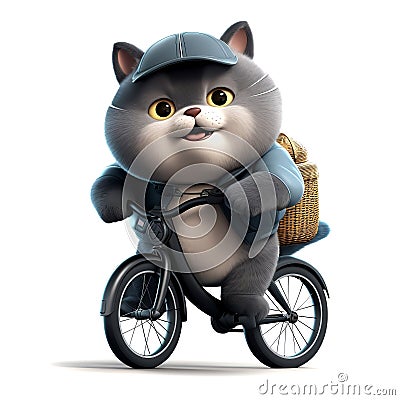 Cartoon Cat driver. Sticker Clipart. AI generated Stock Photo