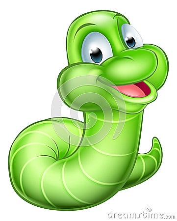 Cute Cartoon Caterpillar Worm Vector Illustration