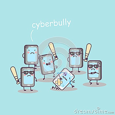 Cute cartoon cellphone bully Vector Illustration